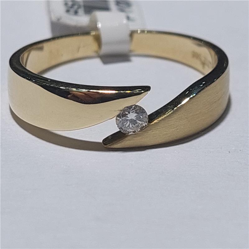 0,08 Карат Бриллиант 14 K Желтое Золото Кольцо 2,90 гр