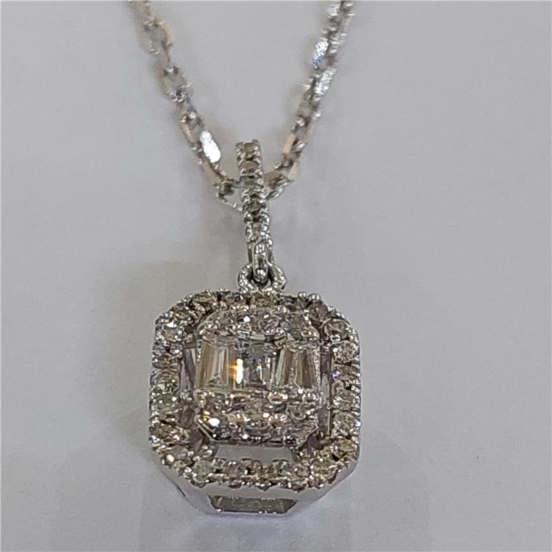 0,46 Карат Бриллиант 18 K Белое Золото Ожерелье 1,19 гр