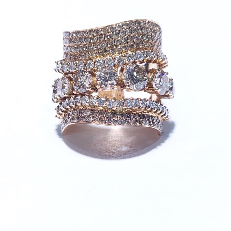 4.40 Карат Бриллиант 18 K Розовое Золото Кольцо 11.89 гр