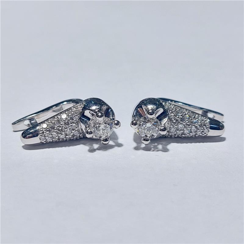 1,13 Карат Бриллиант 18 K Белое Золото Серьги 10,54 гр