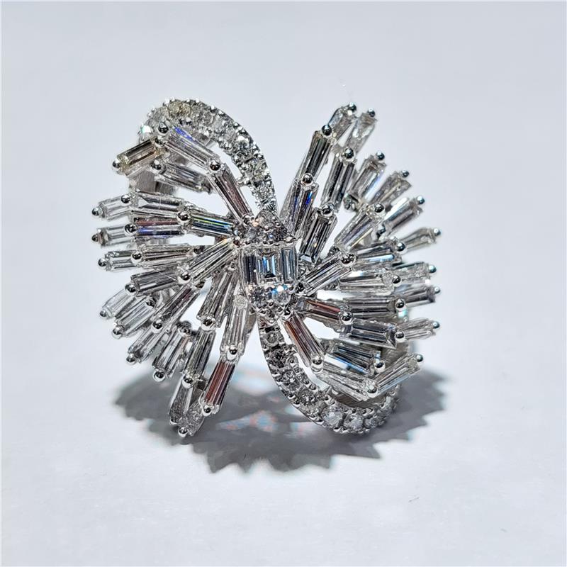 2,76 Карат Бриллиант 18 K Белое Золото Кольцо 9,28 гр