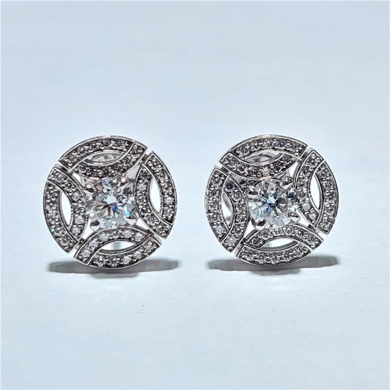 0,94 Карат Бриллиант 18 K Белое Золото Серьги 3,90 гр