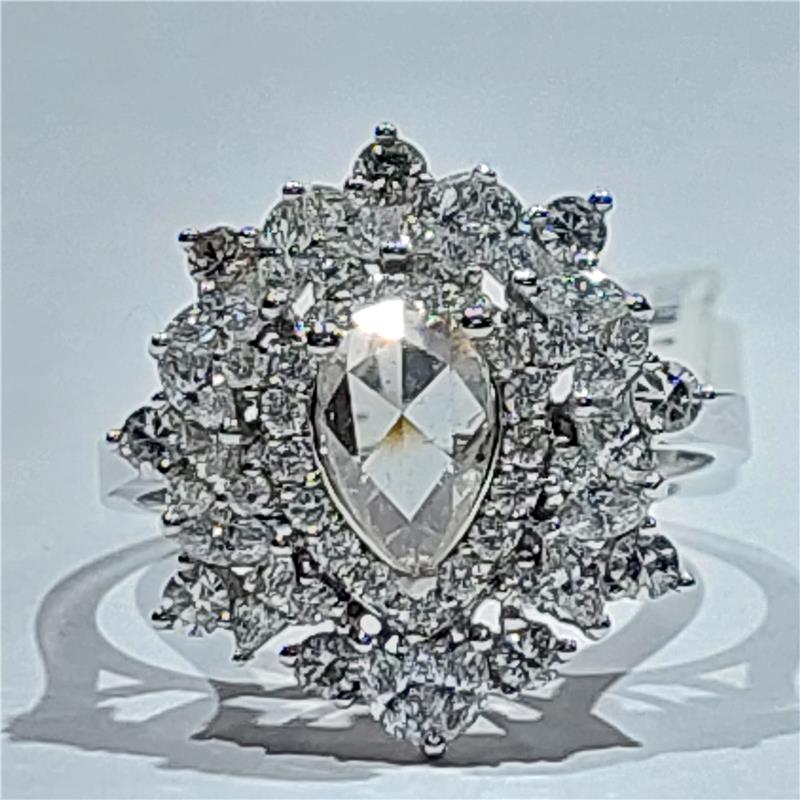 2,22 Карат Бриллиант 14 K Белое Золото Кольцо 4,10 гр