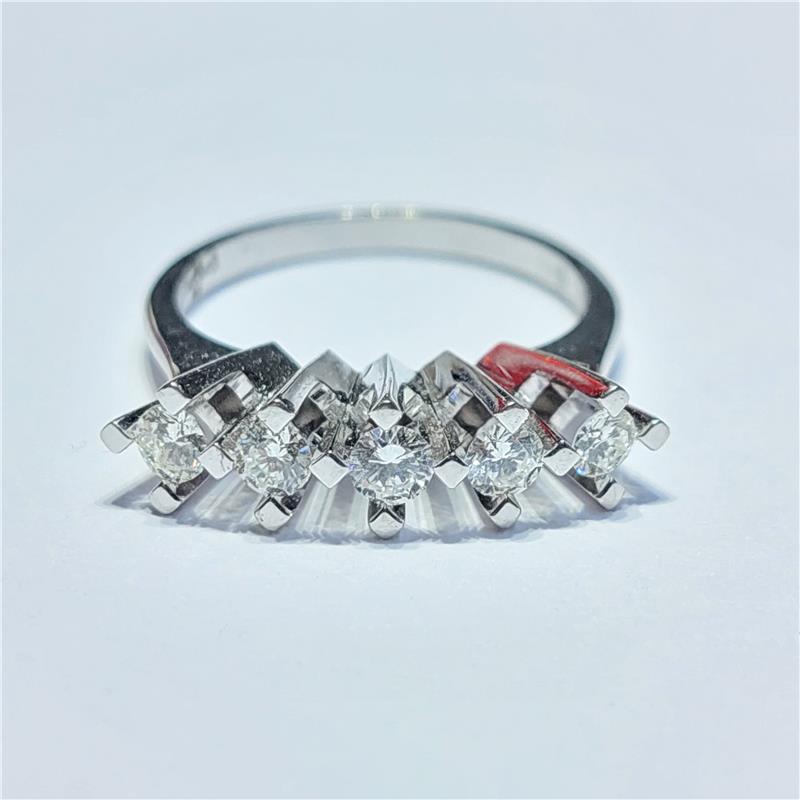 0.50 Карат Бриллиант 14 K Белое Золото Кольцо 3.53 гр