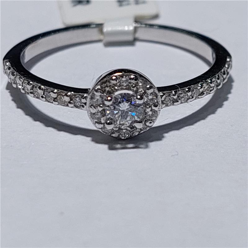 0,39 Карат Бриллиант 14 K Белое Золото Кольцо 1,75 гр