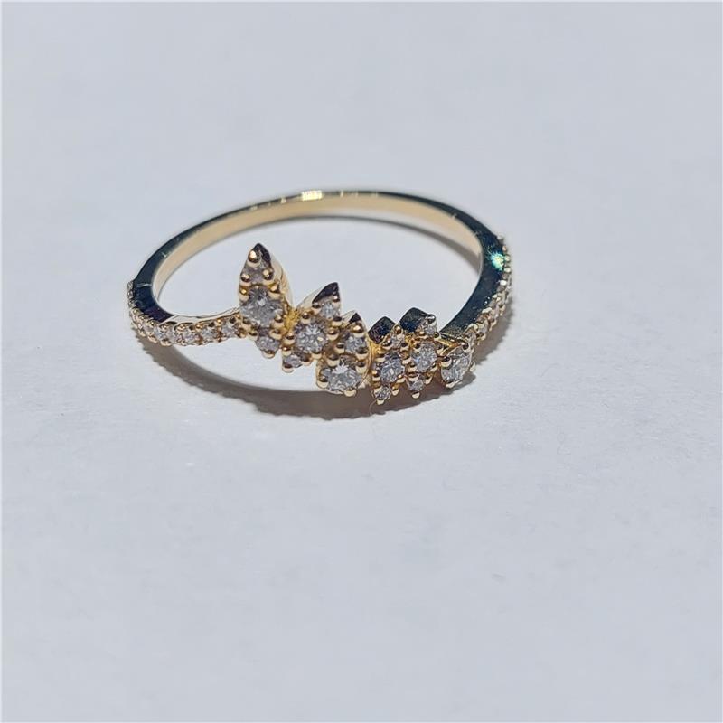 0,33 Карат Бриллиант 14 K Желтое Золото Кольцо 1,49 гр