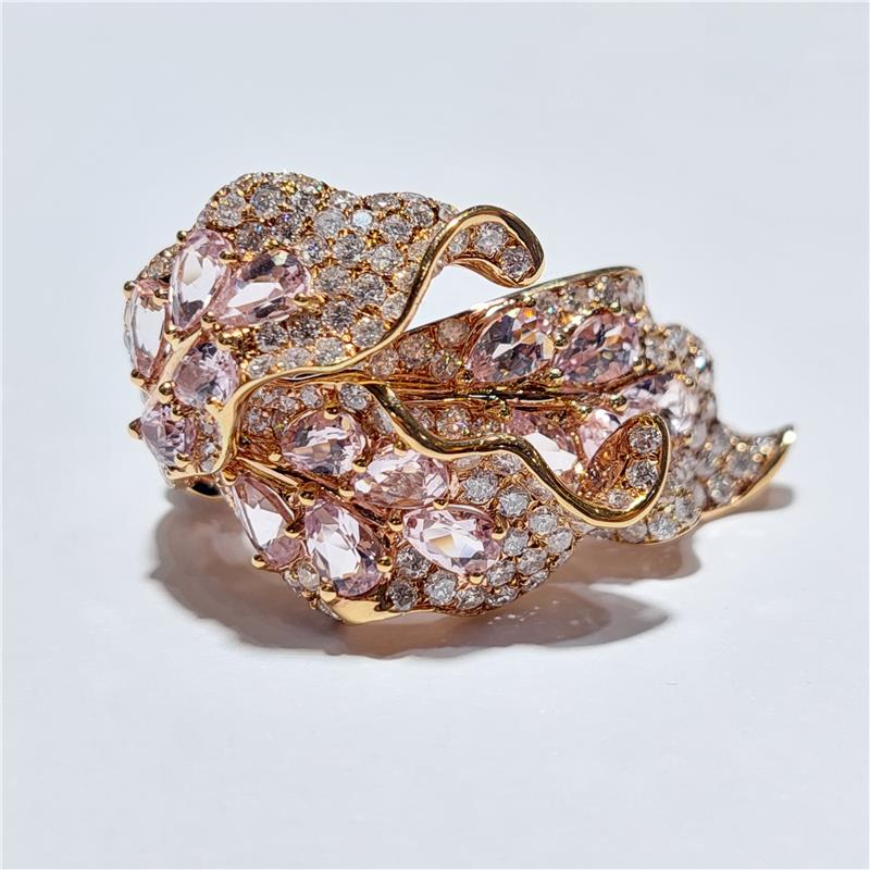 3,02 Карат Бриллиант 18 K Розовое Золото Кольцо 13,21 гр