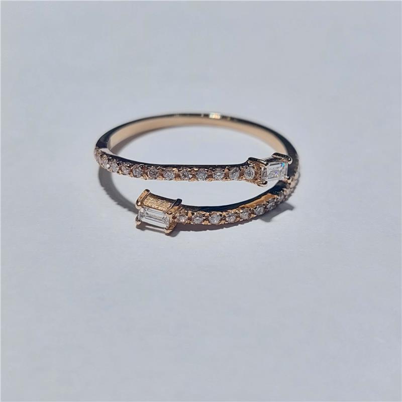 0,25 Карат Бриллиант 14 K Розовое Золото Кольцо 1,36 гр