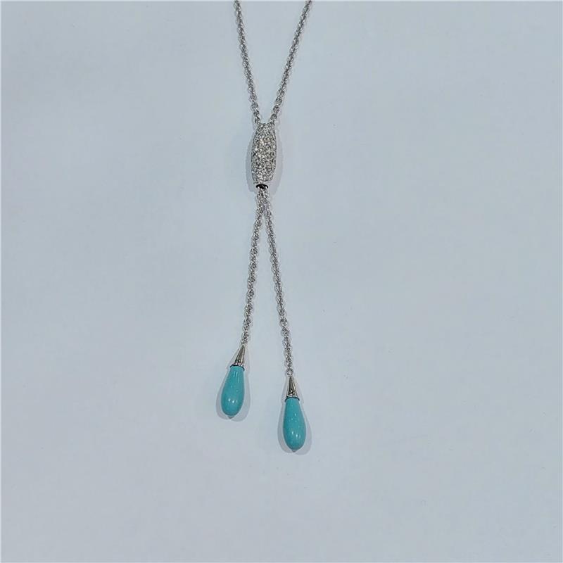 0,51 Карат Бриллиант 18 K Белое Золото Ожерелье 6,14 гр