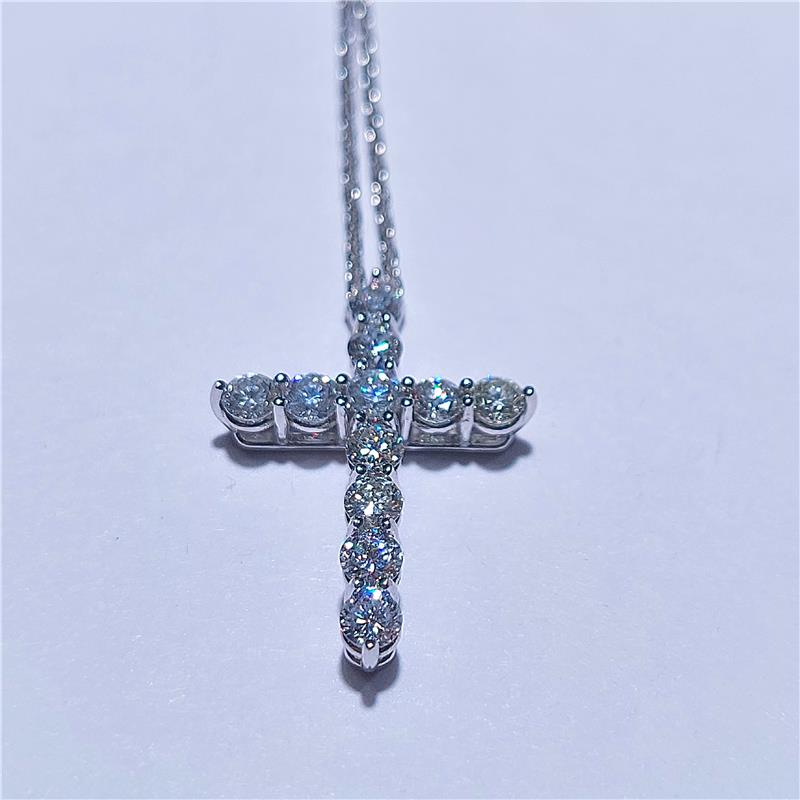 1.38 Карат Бриллиант 18 K Белое Золото Ожерелье 6.27 гр