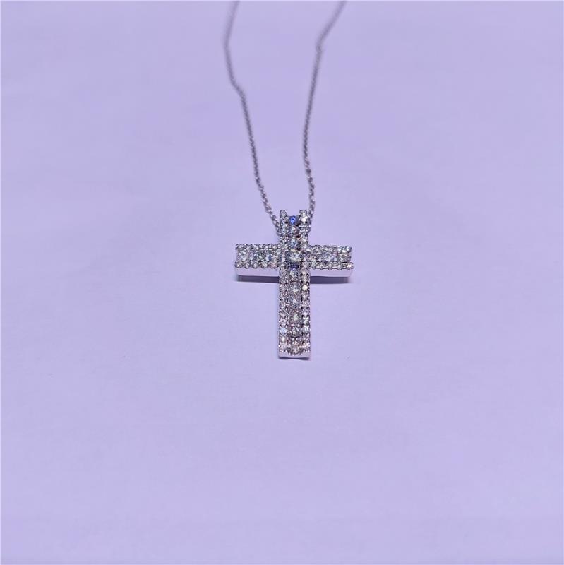 0.97 Карат Бриллиант 18 K Белое Золото Ожерелье 5.82 гр