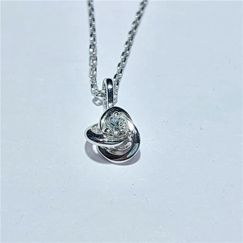 0.12 Карат Бриллиант 14 K Белое Золото Ожерелье 3.25 гр