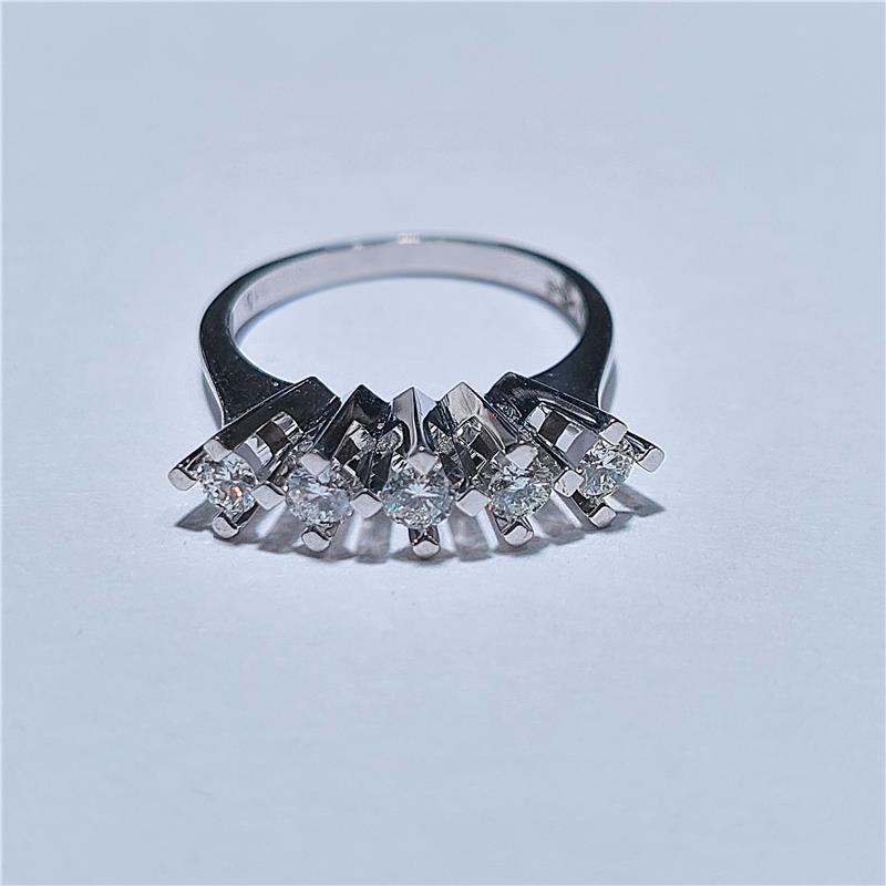 0,50 Карат Бриллиант 14 K Белое Золото Кольцо 3,50 гр