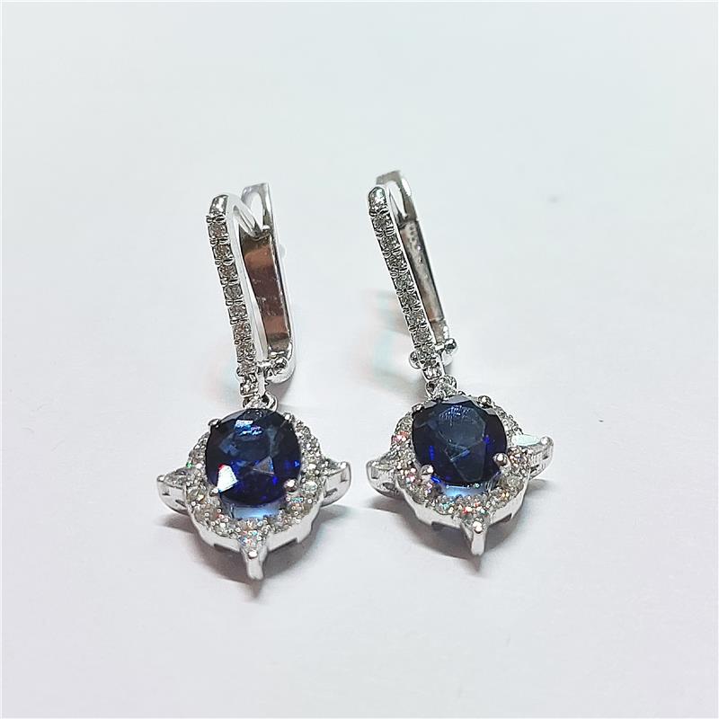 0.74 Карат Бриллиант 14 K Белое Золото Серьги 5.16 гр