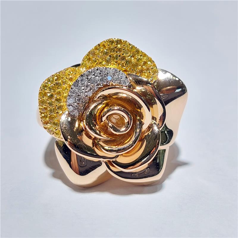 0,18 Карат Бриллиант 14 K Розовое Золото Кольцо 11,37 гр