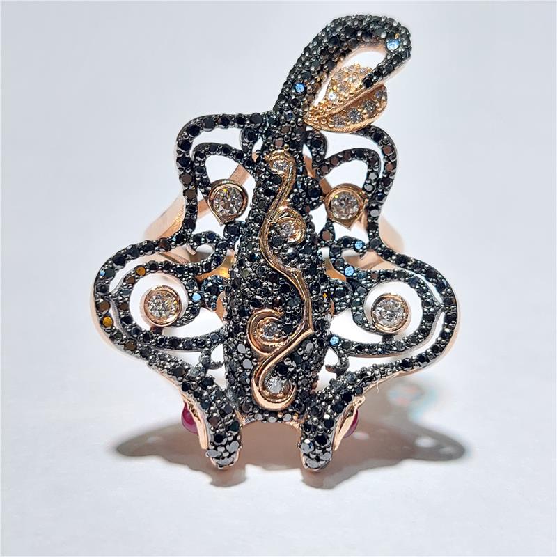 1,45 Карат Бриллиант 18 K Розовое Золото Кольцо 12,44 гр