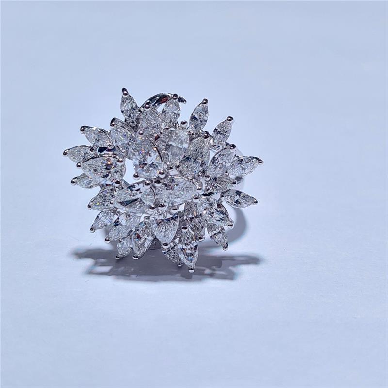 3.17 Карат Бриллиант 18 K Белое Золото Кольцо 9.50 гр