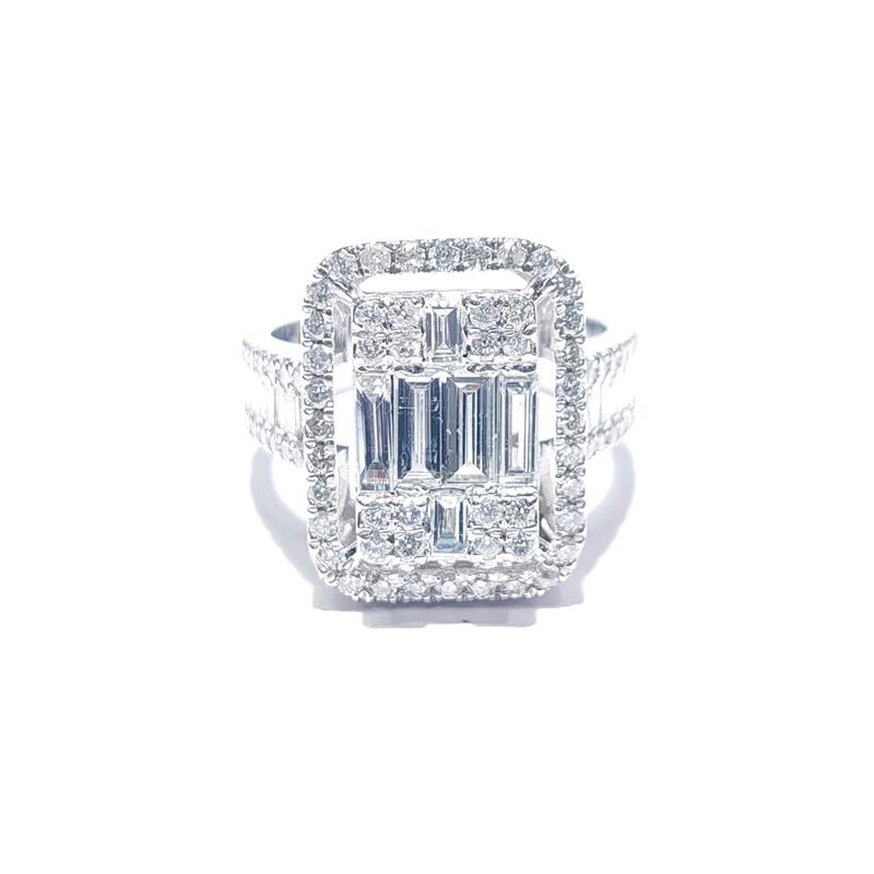 1.54 Карат Бриллиант 18 K Белое Золото Кольцо 6.02 гр