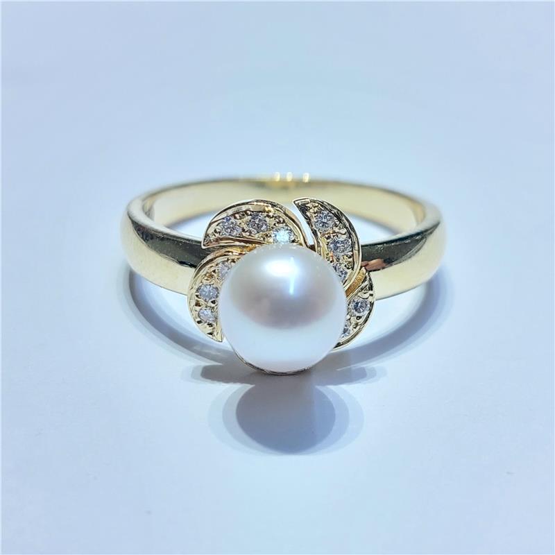 0.14 Карат Бриллиант 18 K Желтое Золото Кольцо 6.92 гр