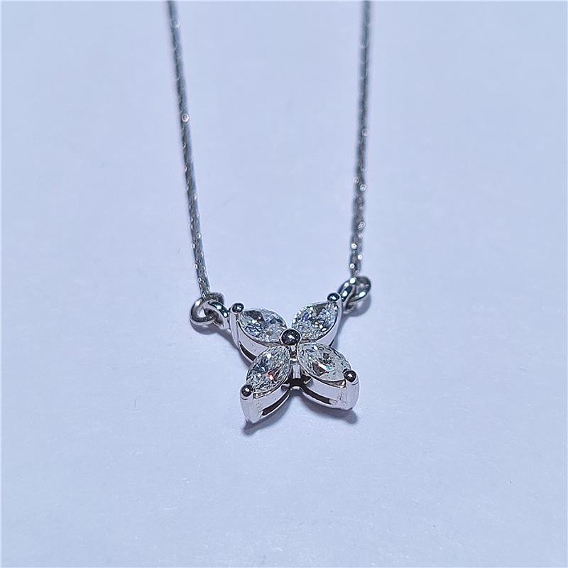 0.43 Карат Бриллиант 18 K Белое Золото Ожерелье 3.01 гр