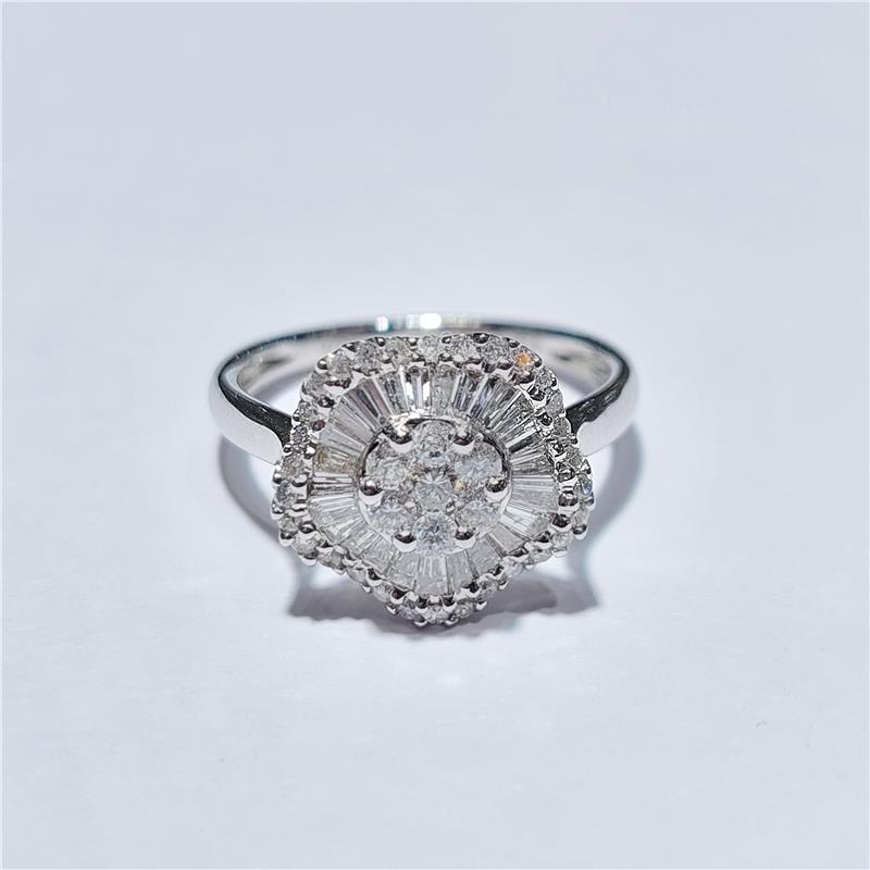 0,87 Карат Бриллиант 18 K Белое Золото Кольцо 3,40 гр