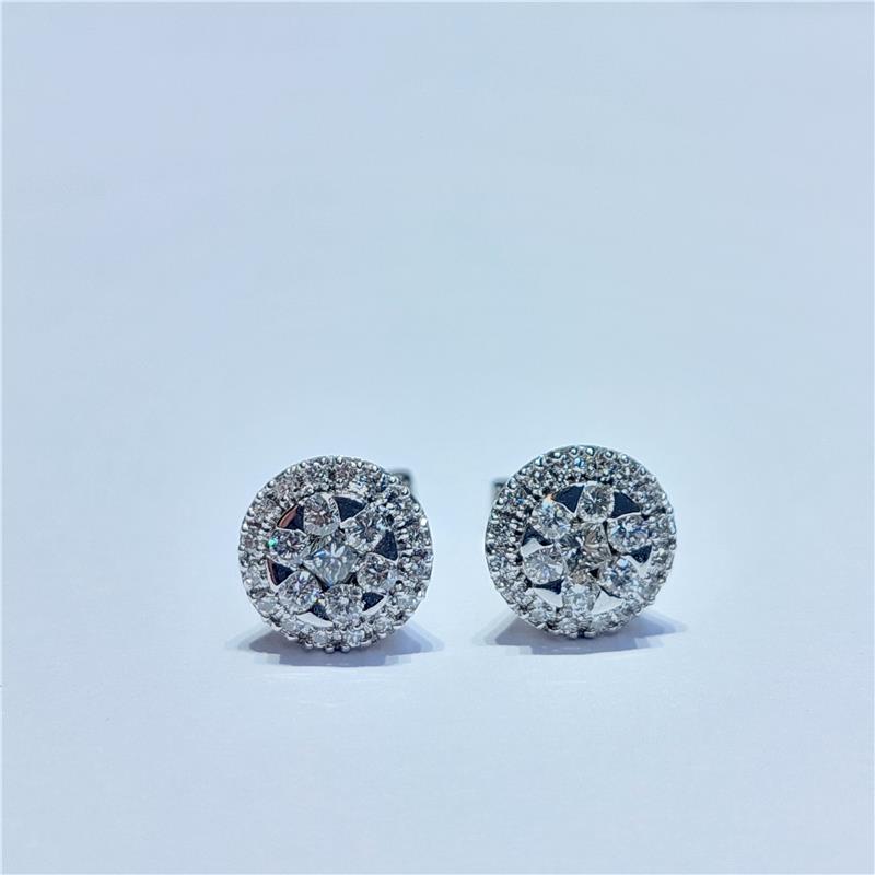 0.91 Карат Бриллиант 18 K Белое Золото Серьги 4.97 гр